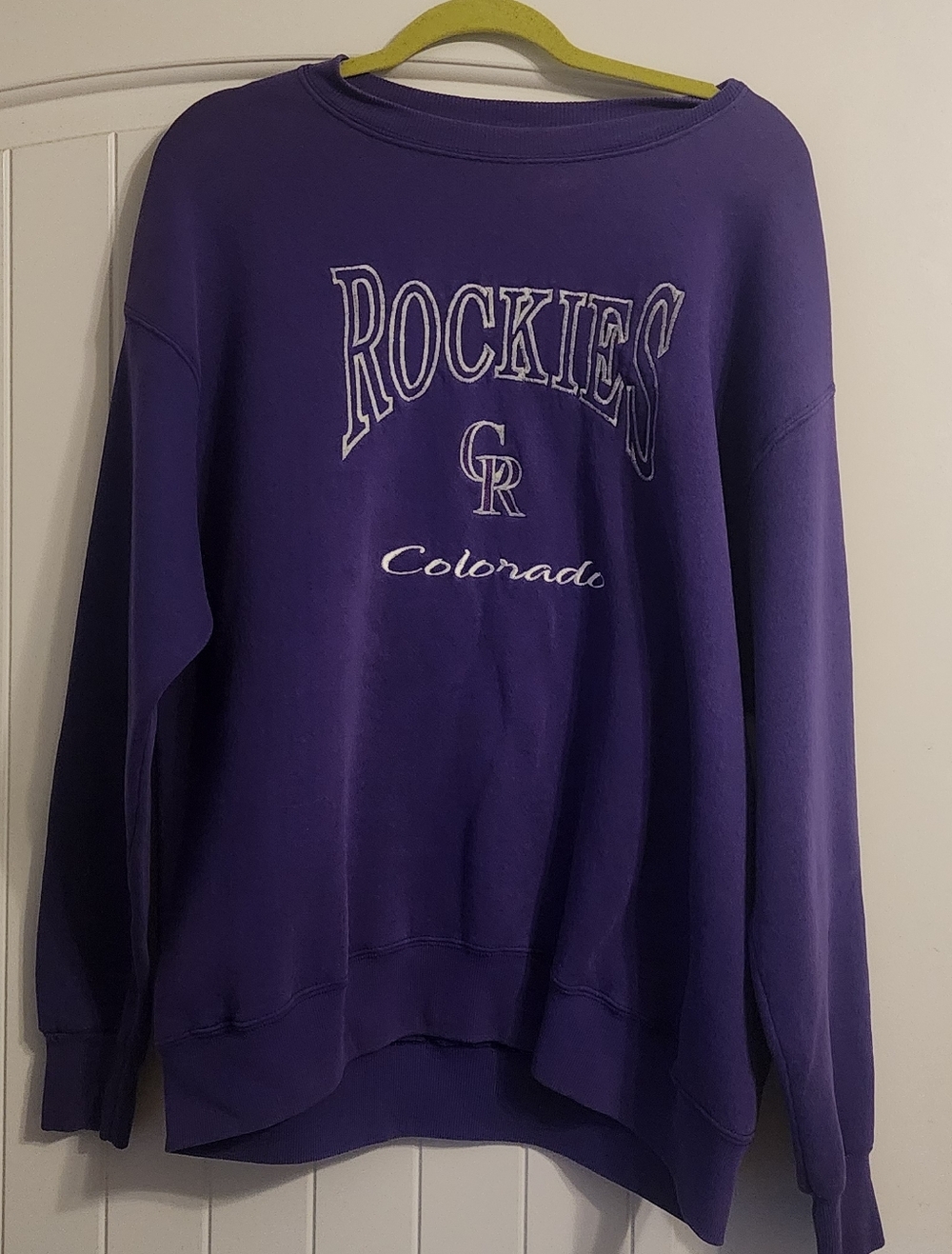 Vintage 90s Lee Sport Embroidered Colorado Rockies Crewneck Sweater In Purple XL